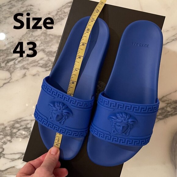 Versace Men's Royal Blue Medusa Sandals Pool Slides, sz 43, 46 - Picture 8 of 14